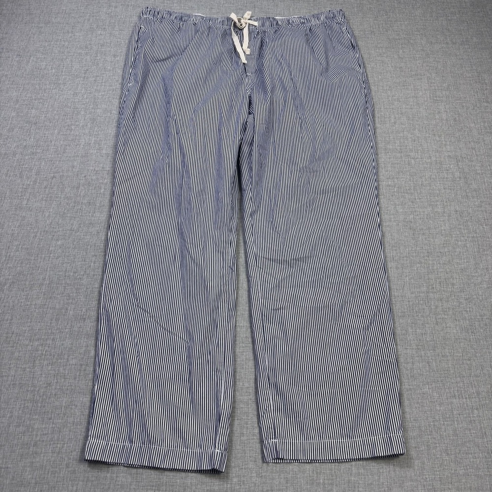 Peter Manning Sleepwear Pants Mens 36x27 Blue Striped Cotton Drawstring Relaxed